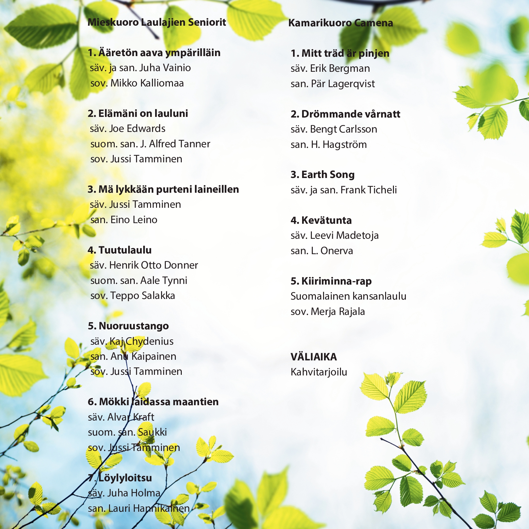 Kevätlaulu konserttiesite