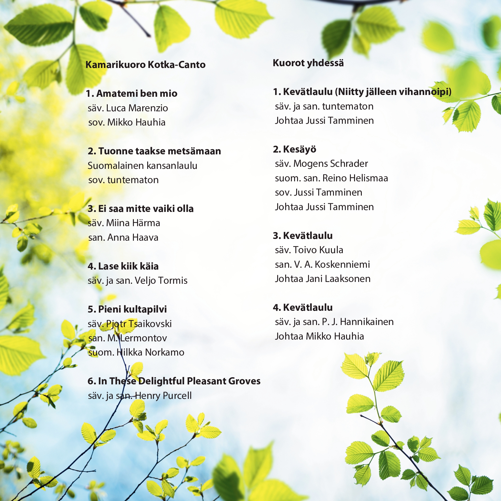 Kevätlaulu konserttiesite